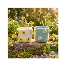 Load image into Gallery viewer, Handmade Felt Funky Floral Plant Pot
